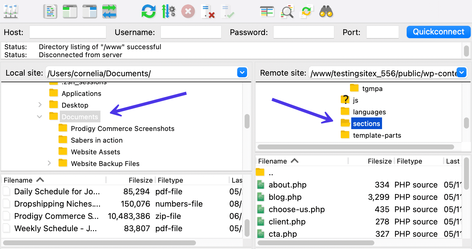 Filezilla Interface